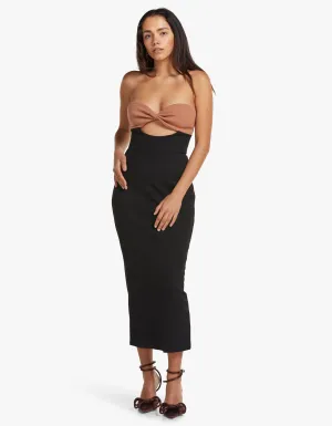 Antonella Midi Dress - Black/ Praline