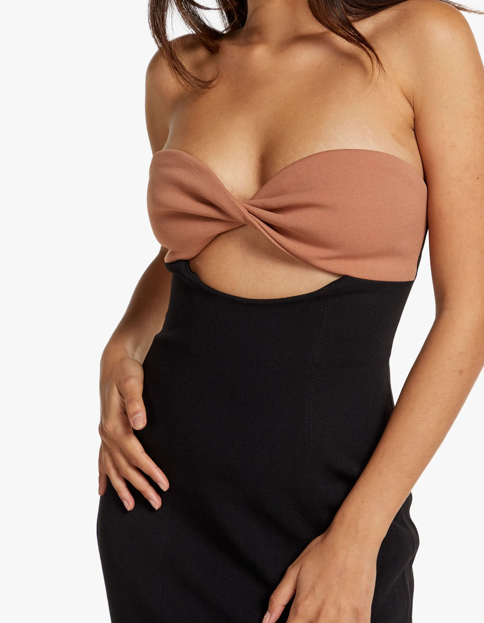 Antonella Midi Dress - Black/ Praline