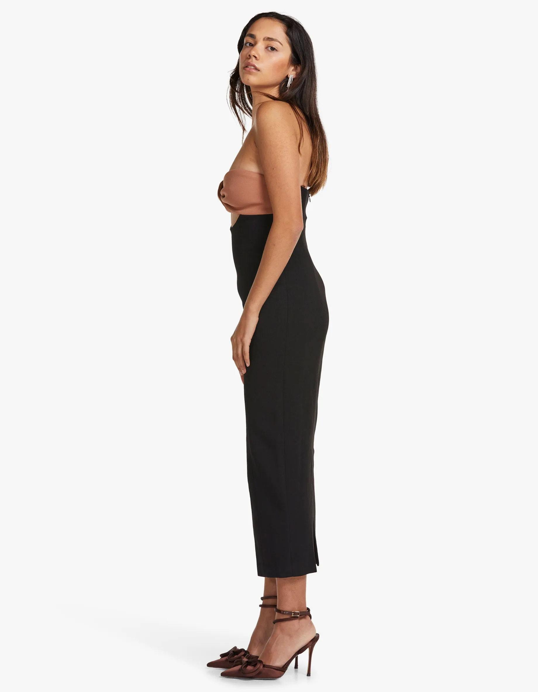 Antonella Midi Dress - Black/ Praline