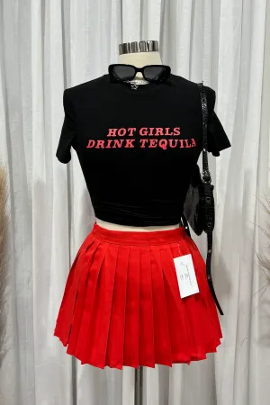Beverly Pleated Skirt (Red)