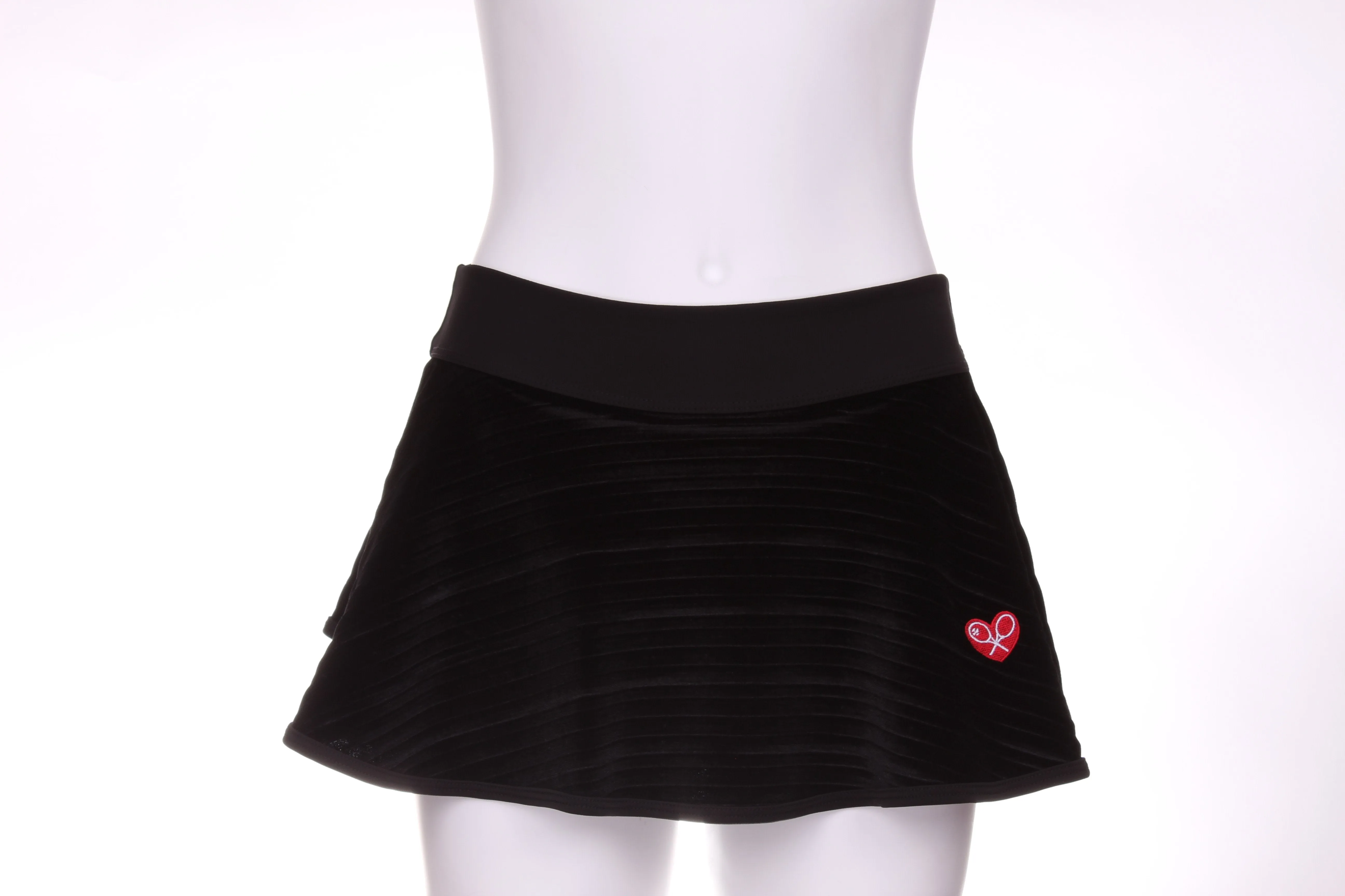 Black Striped Velvet Love "O" Skirt