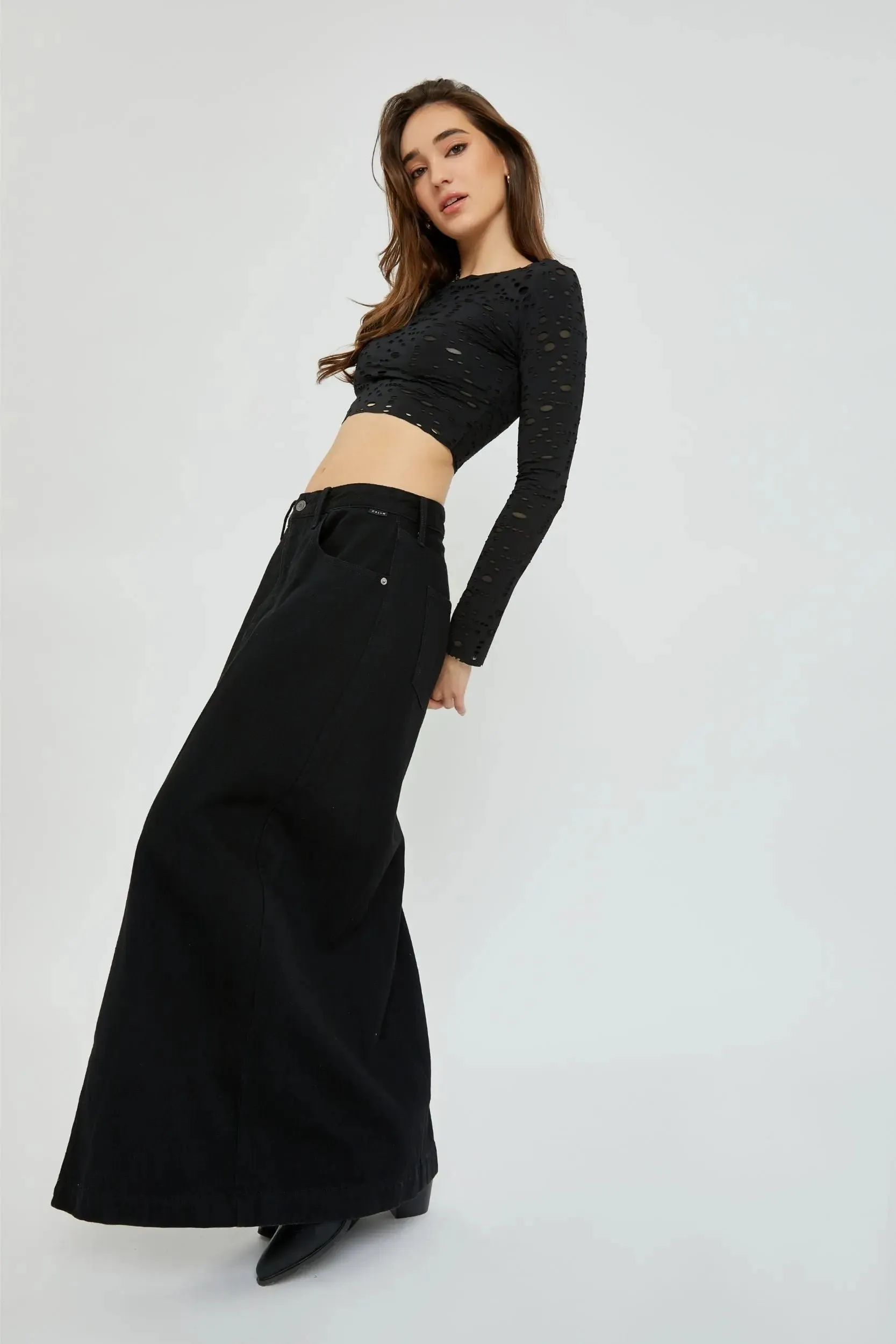 Cello Jeans Basic Mid Waisted Maxi Skirt  Effortless Style & Comfort