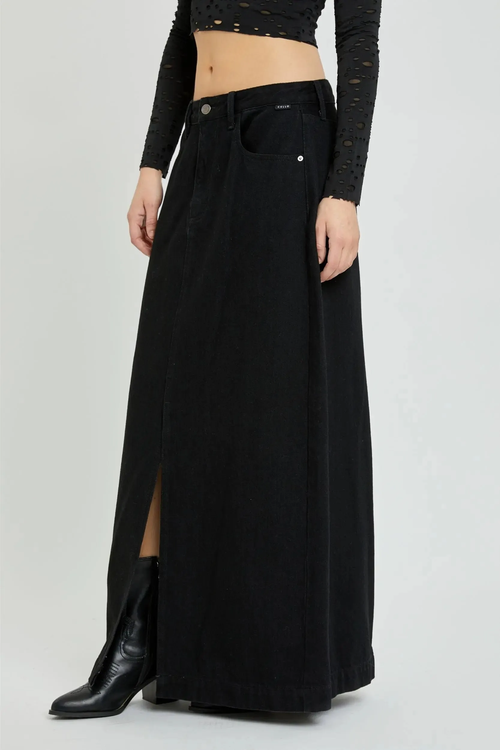 Cello Jeans Basic Mid Waisted Maxi Skirt  Effortless Style & Comfort