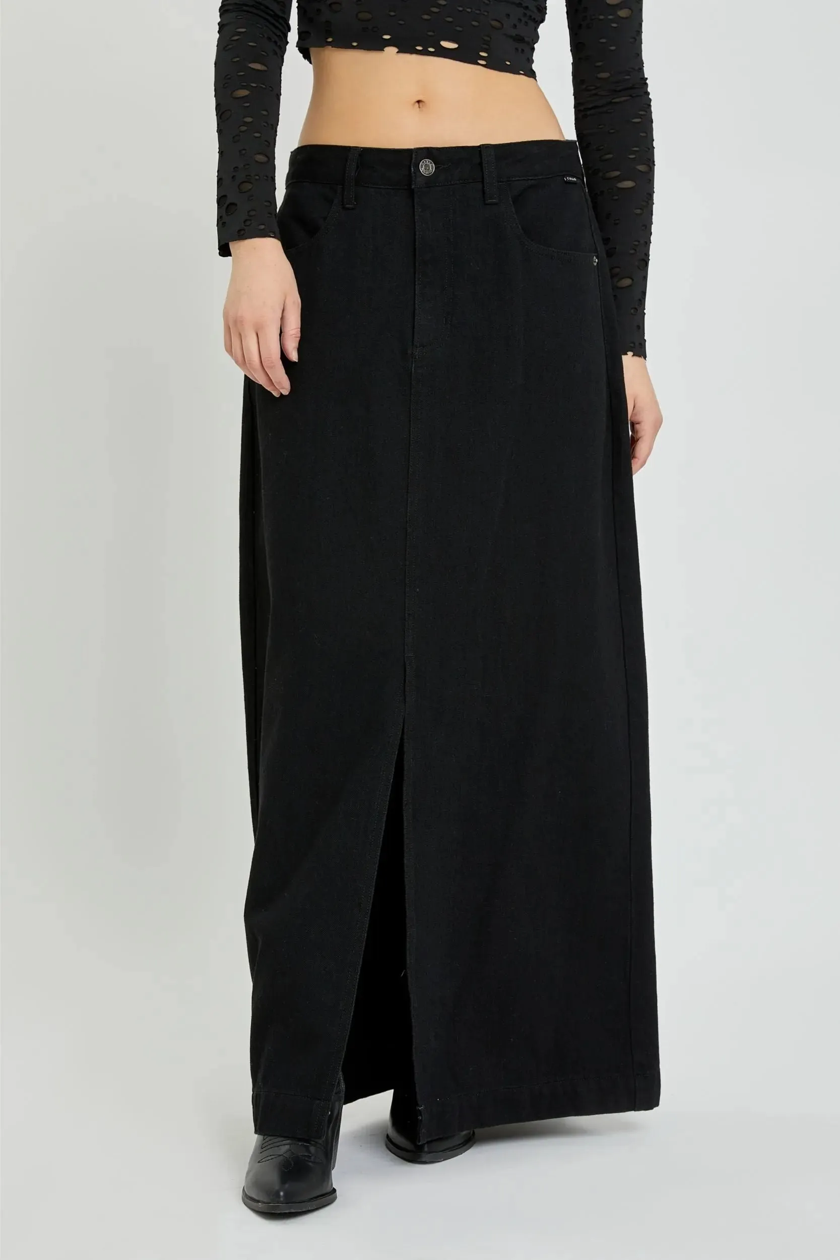 Cello Jeans Basic Mid Waisted Maxi Skirt  Effortless Style & Comfort