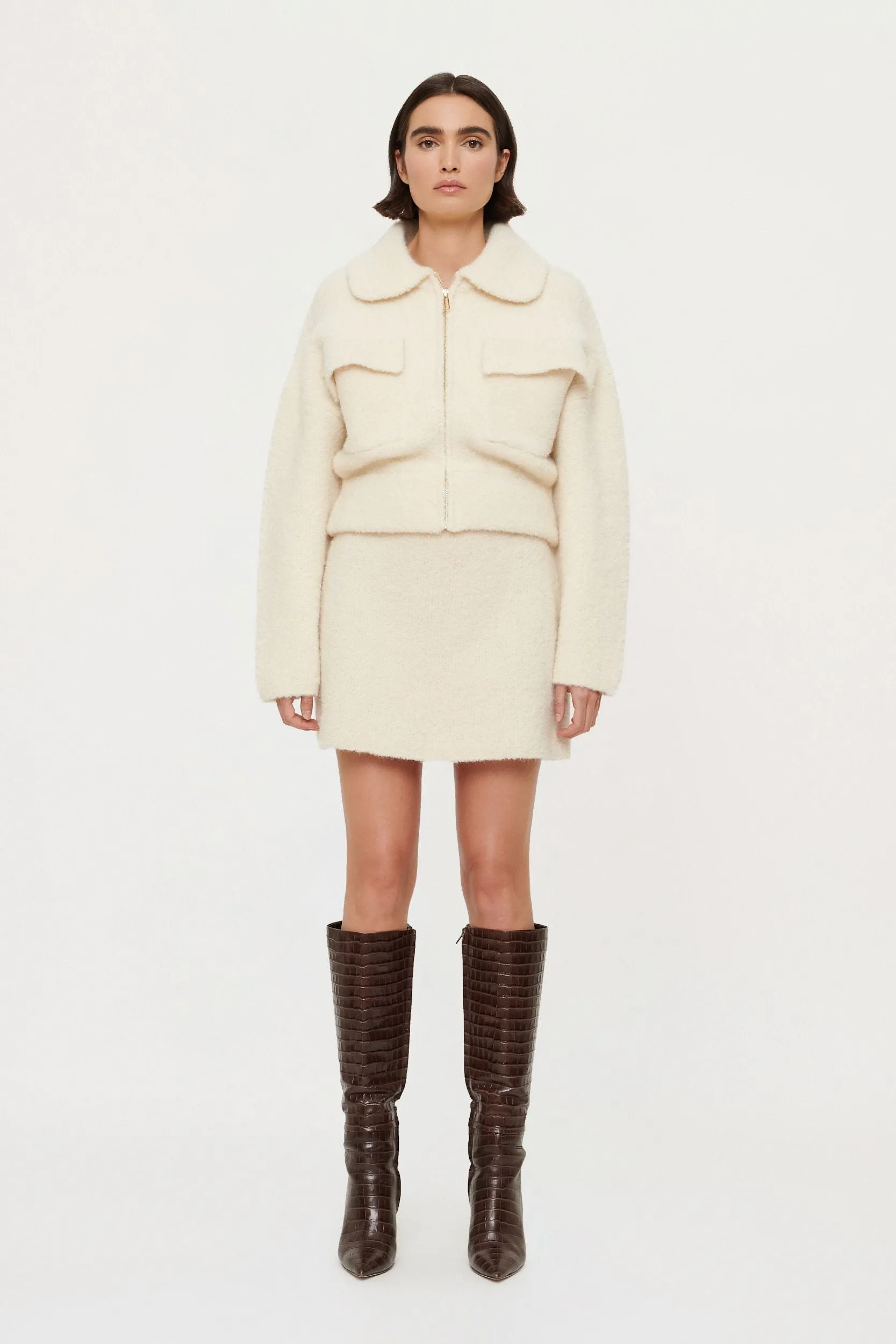 Chloe Boucle Skirt Chalk