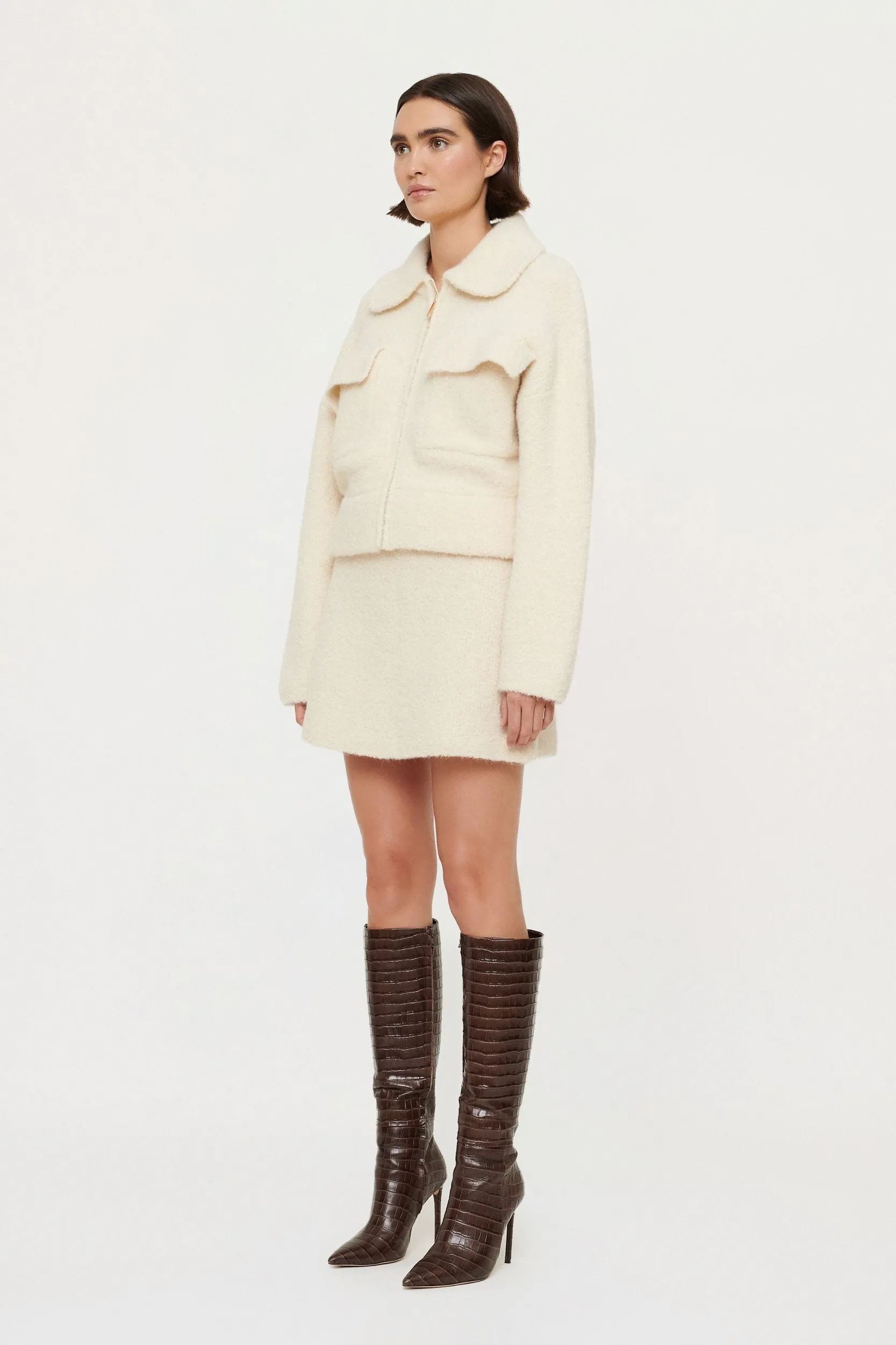 Chloe Boucle Skirt Chalk