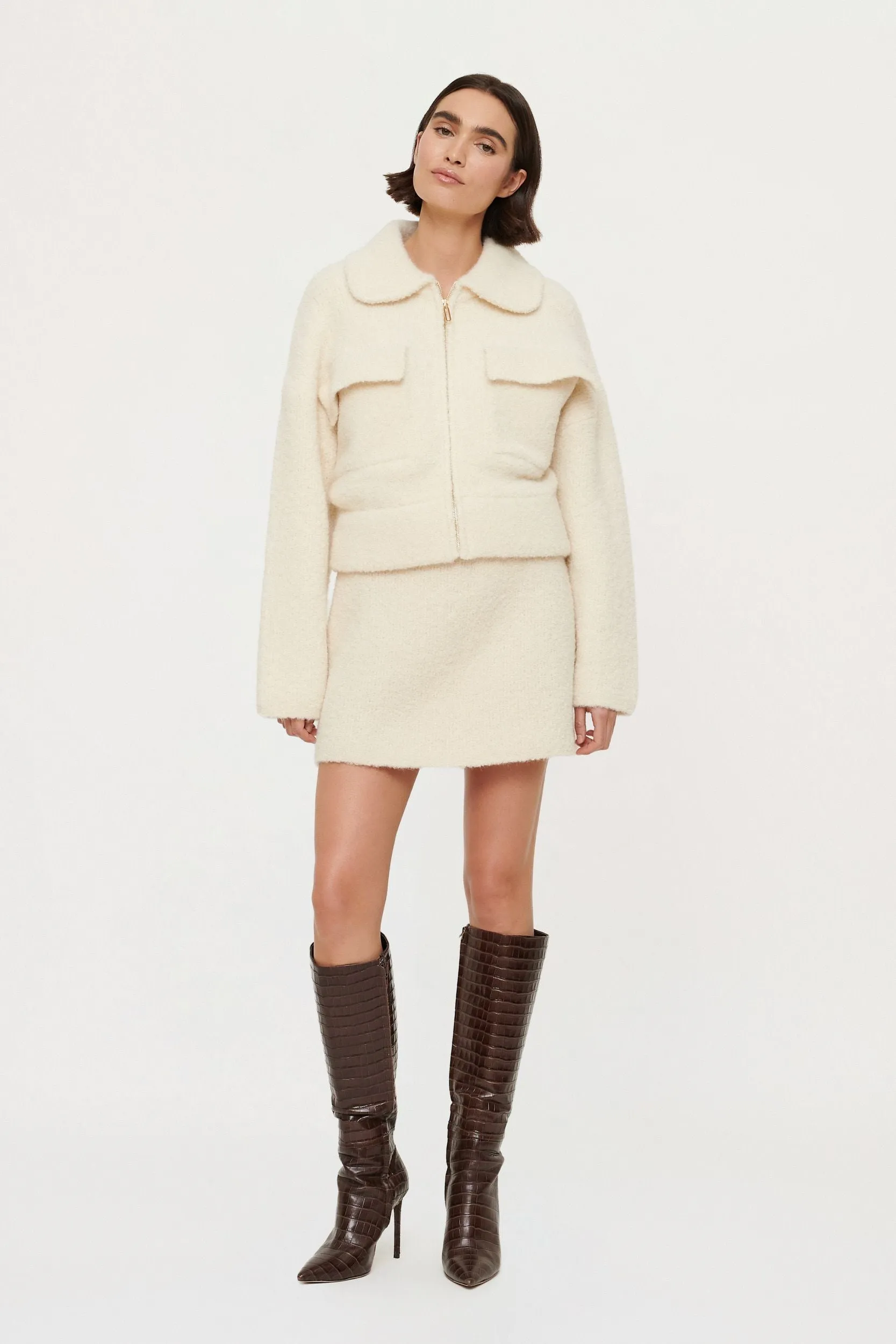 Chloe Boucle Skirt Chalk