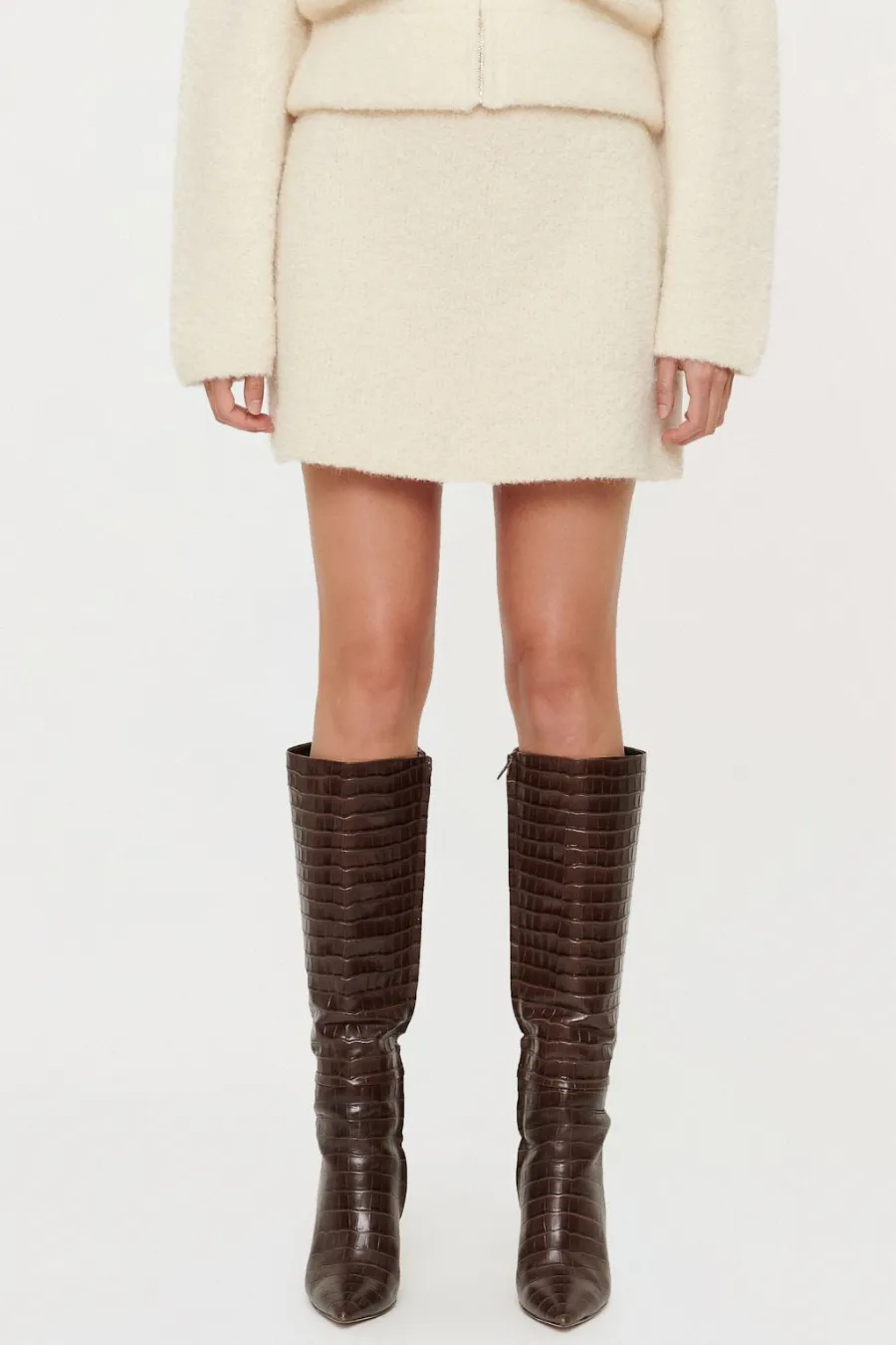 Chloe Boucle Skirt Chalk