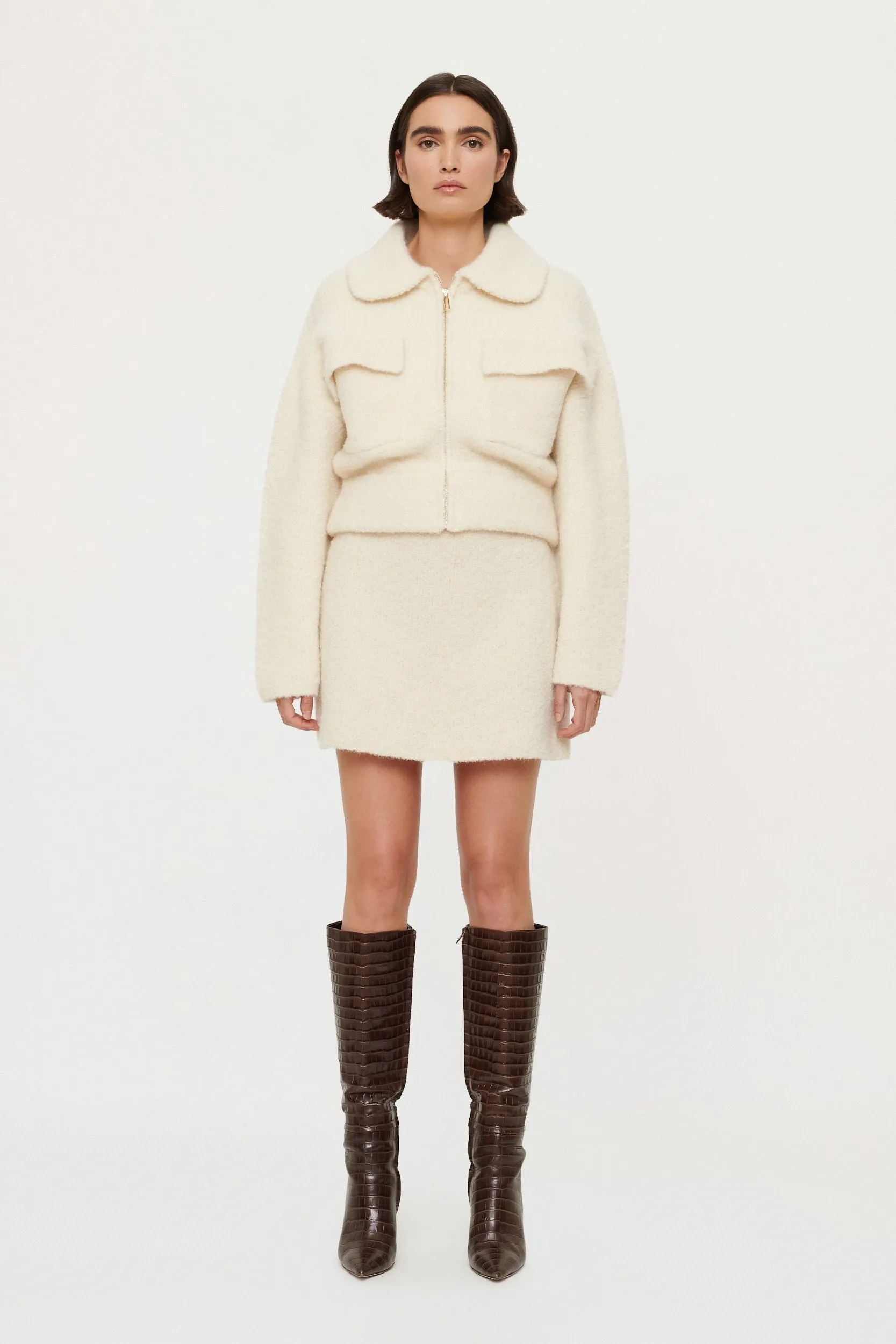 Chloe Boucle Skirt Chalk