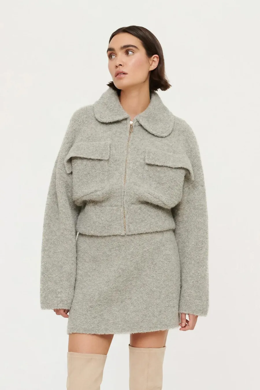 Chloe Boucle Skirt Grey