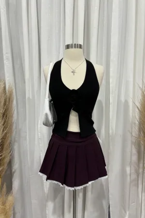 Cortez Pleated Mini Skirt (Plum Purple)