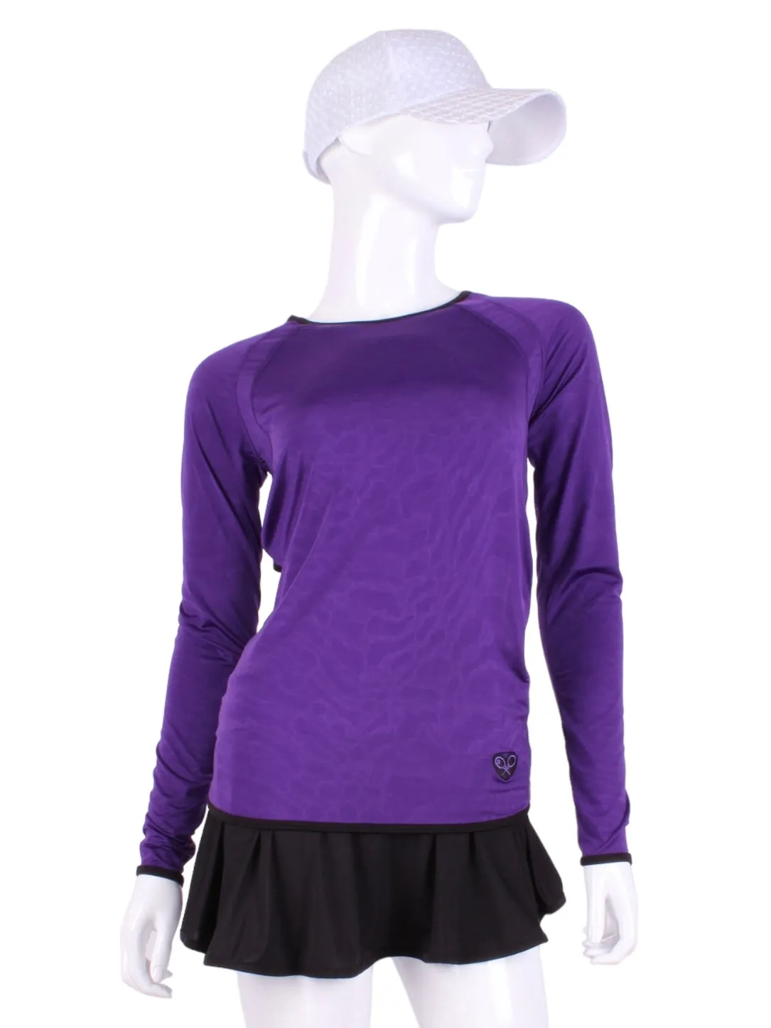 Deep Patterned Purple Open Back Long Sleeve Crew