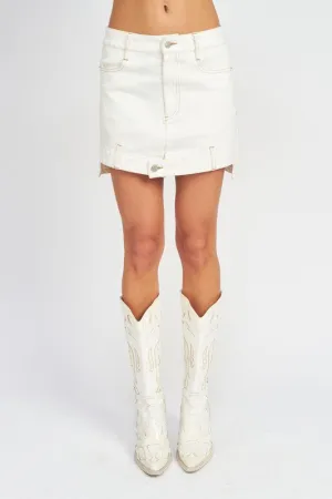 Double Belted Denim Skirt