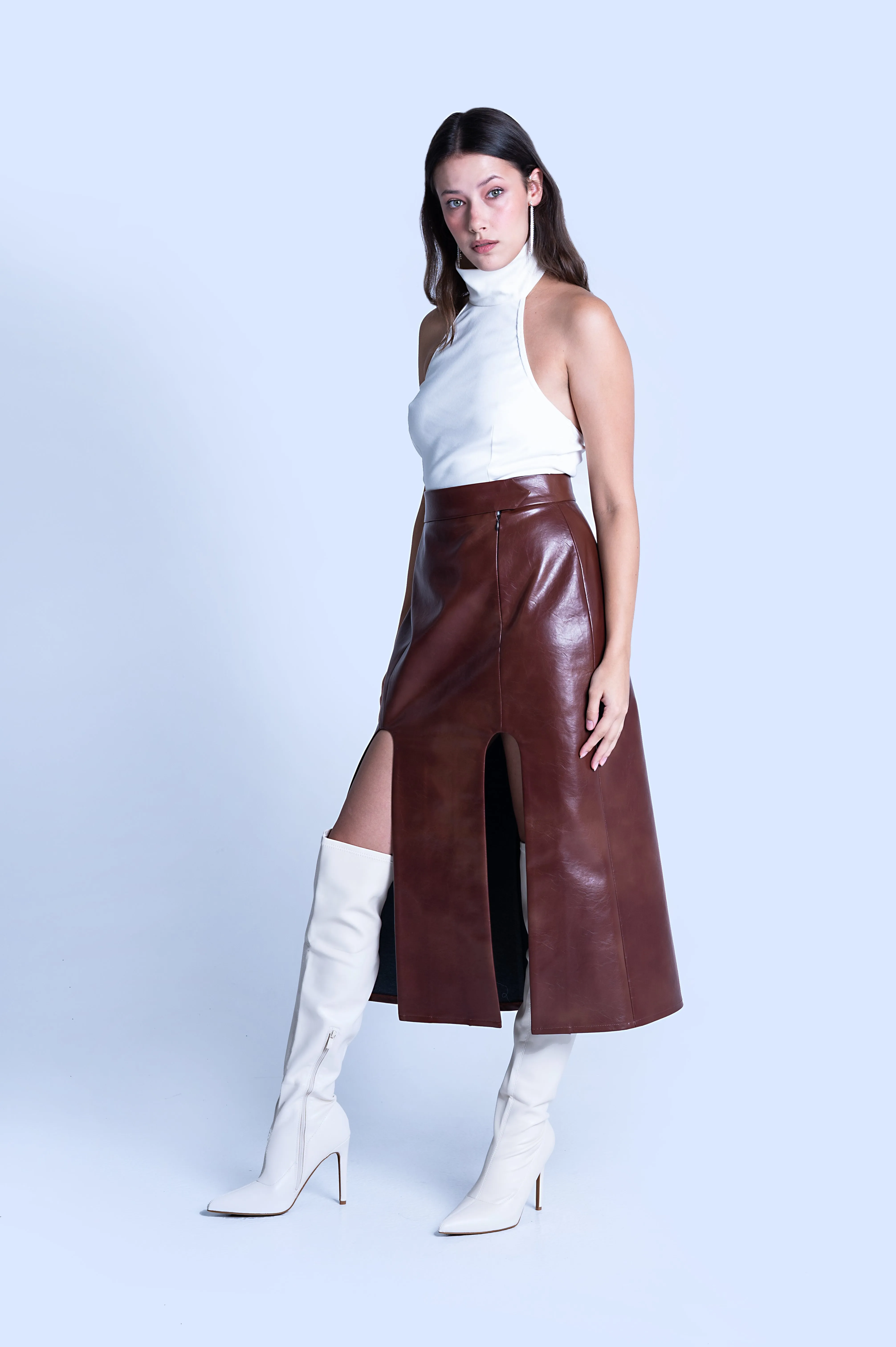 DOUBLE SLIT PENCIL SKIRT