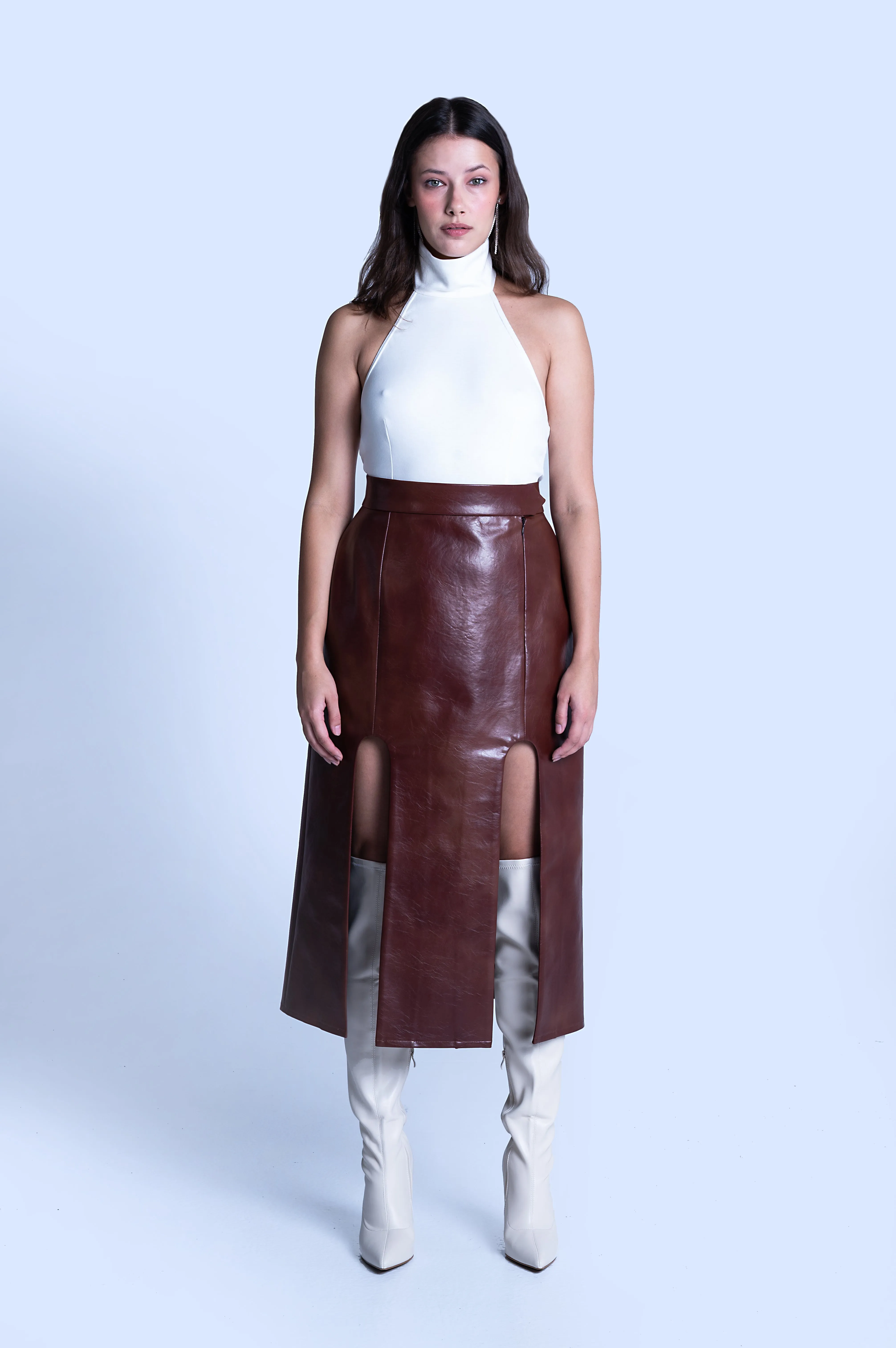 DOUBLE SLIT PENCIL SKIRT