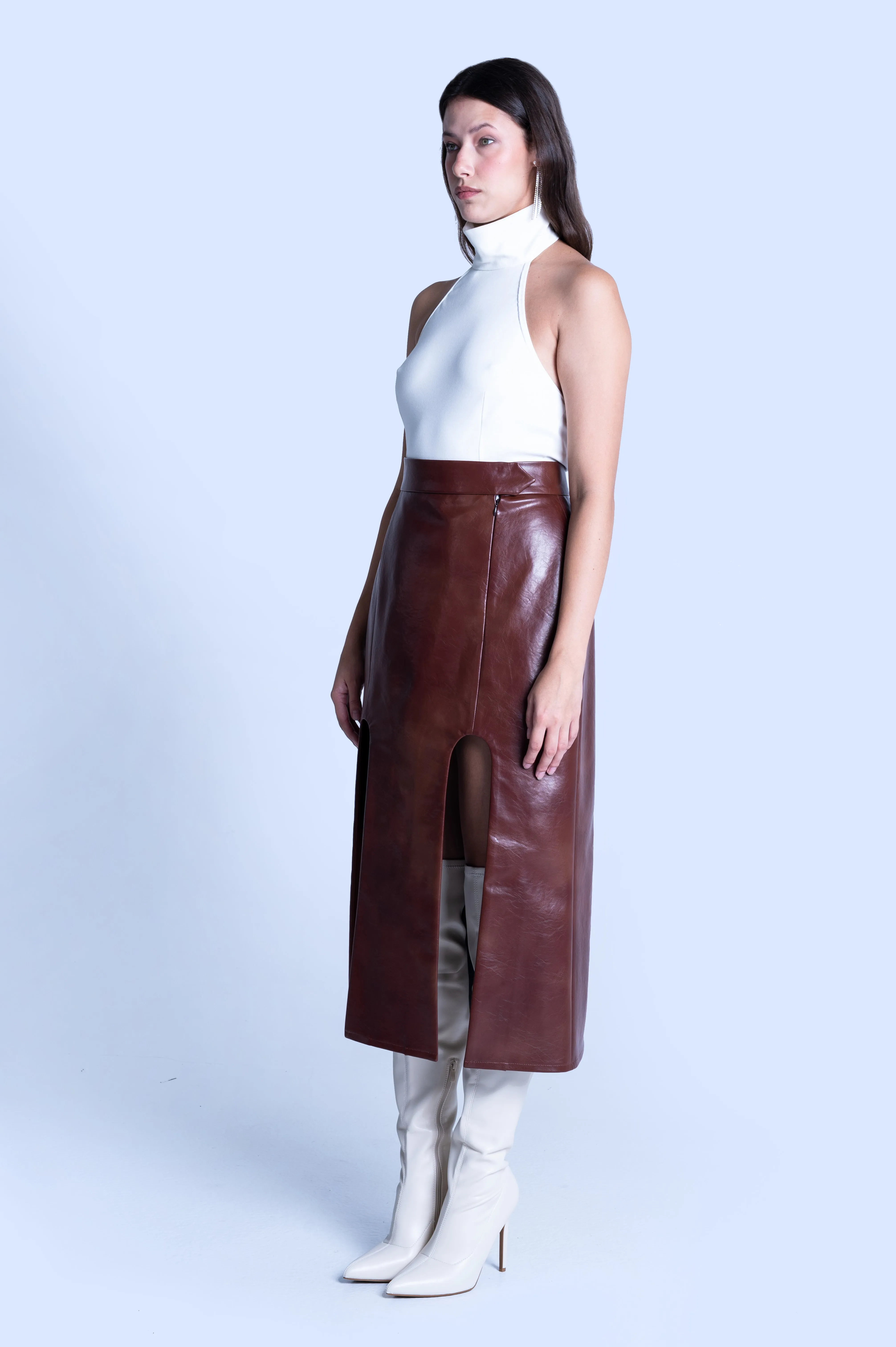 DOUBLE SLIT PENCIL SKIRT
