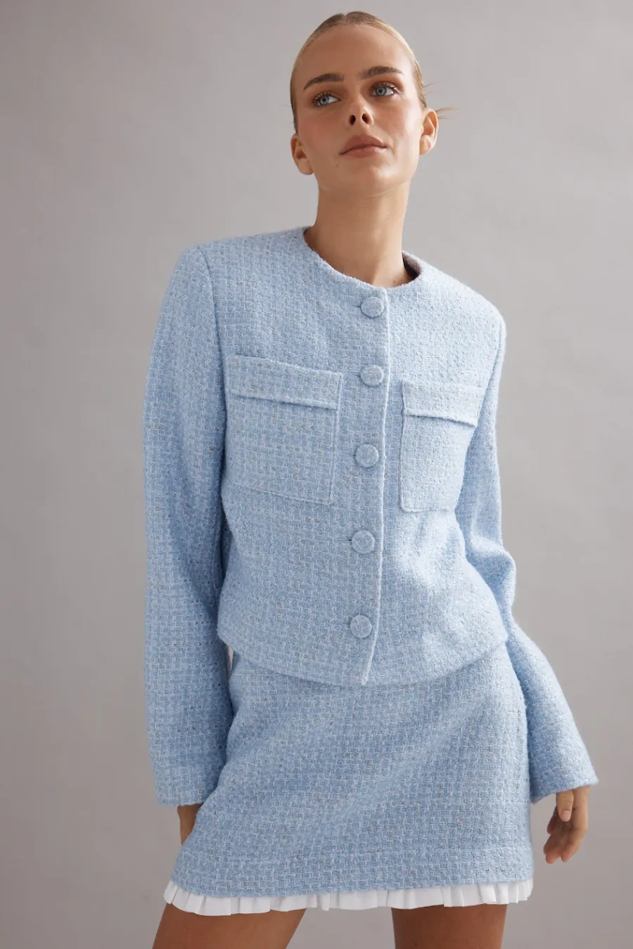 Frilly Birdy Skirt Blue Tweed