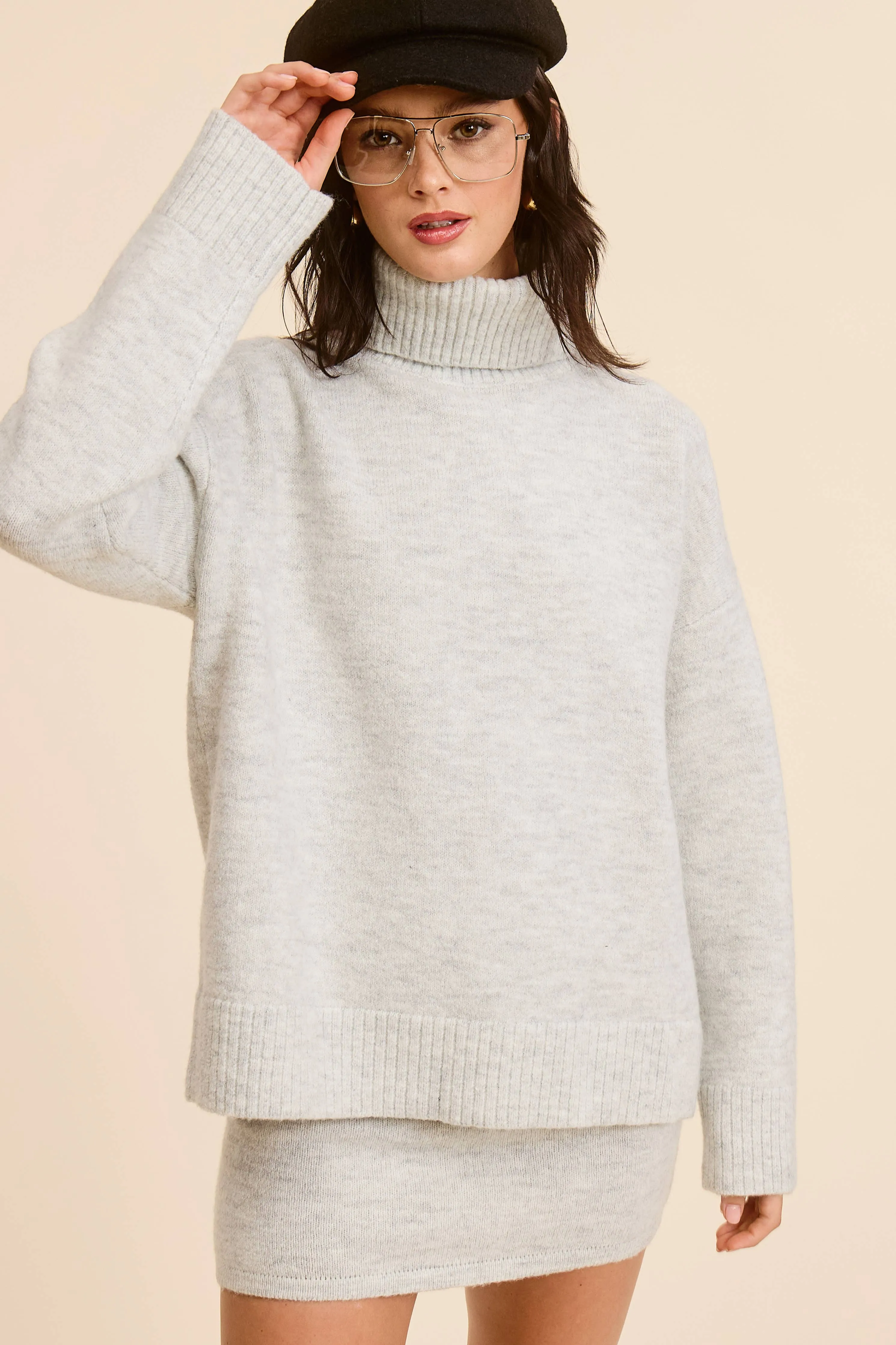 Heather Grey Knit Mini Skirt