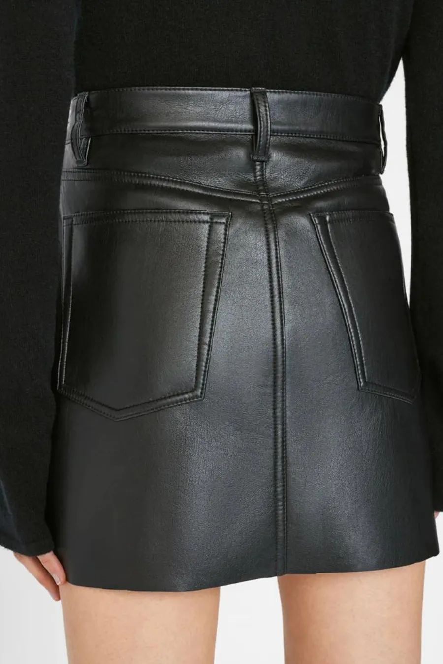 High 'N' Tight Recycled Leather Skirt Noir