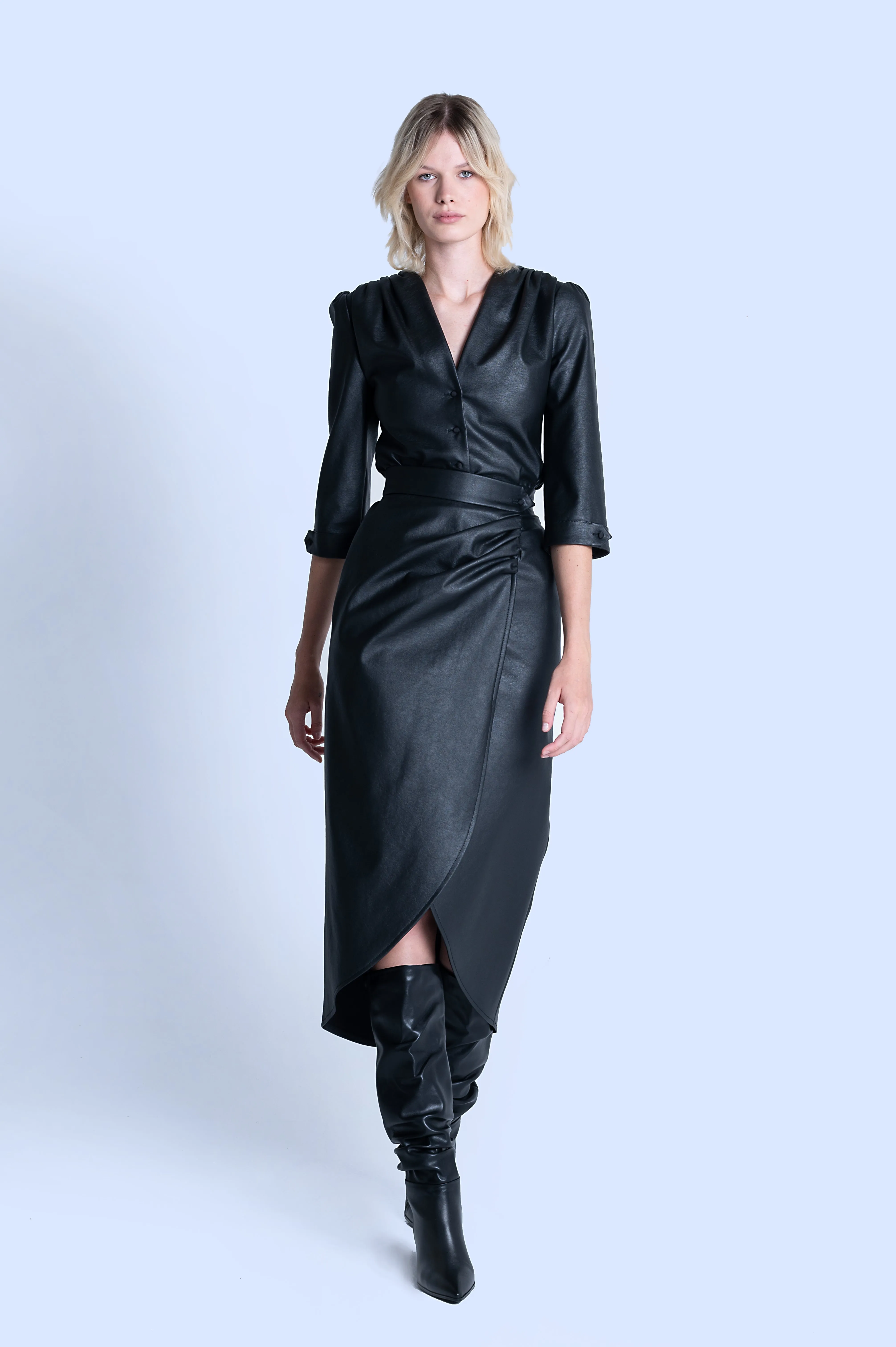 HIGH-WAIST DRAPED SKIRT