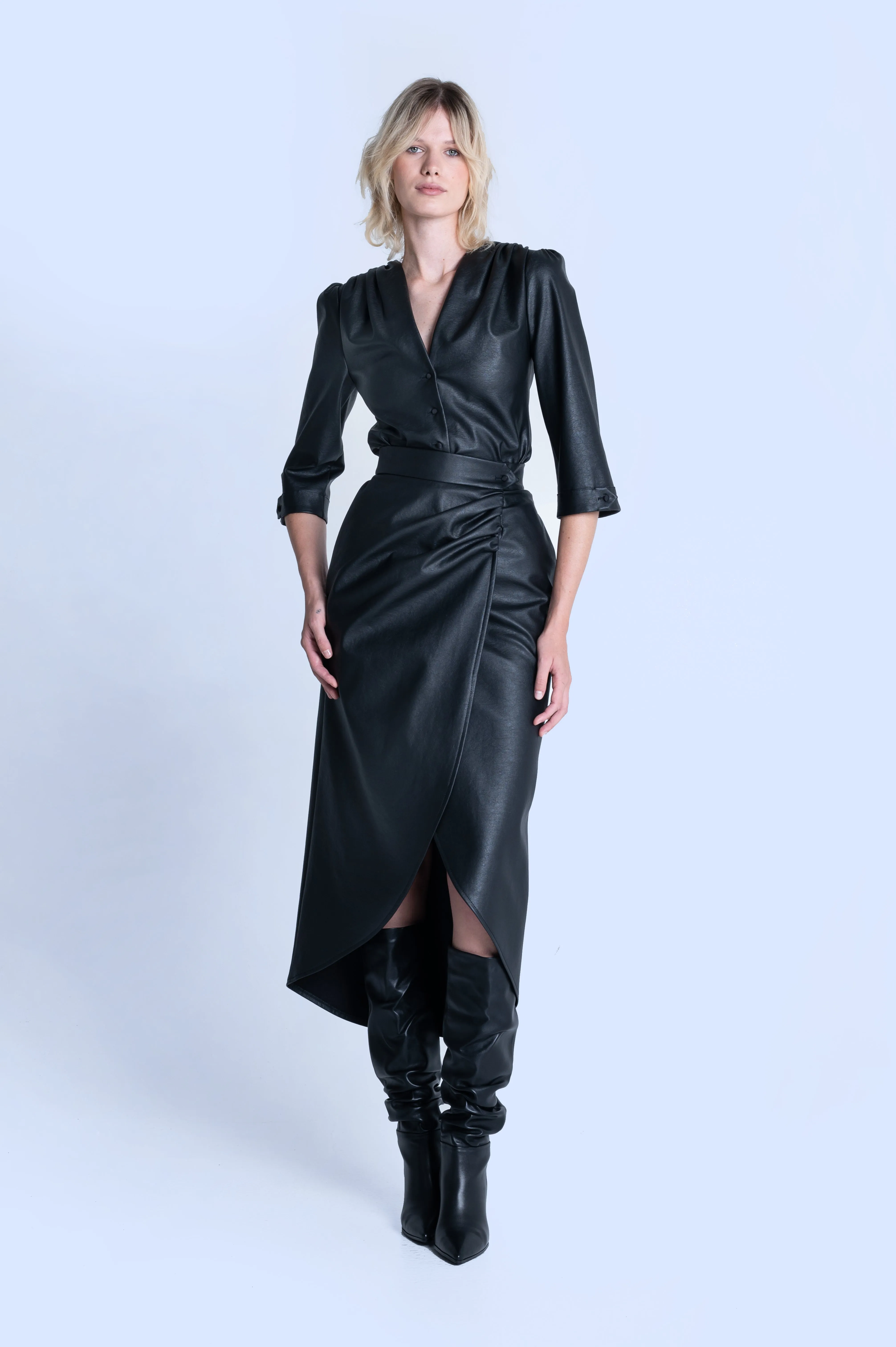 HIGH-WAIST DRAPED SKIRT