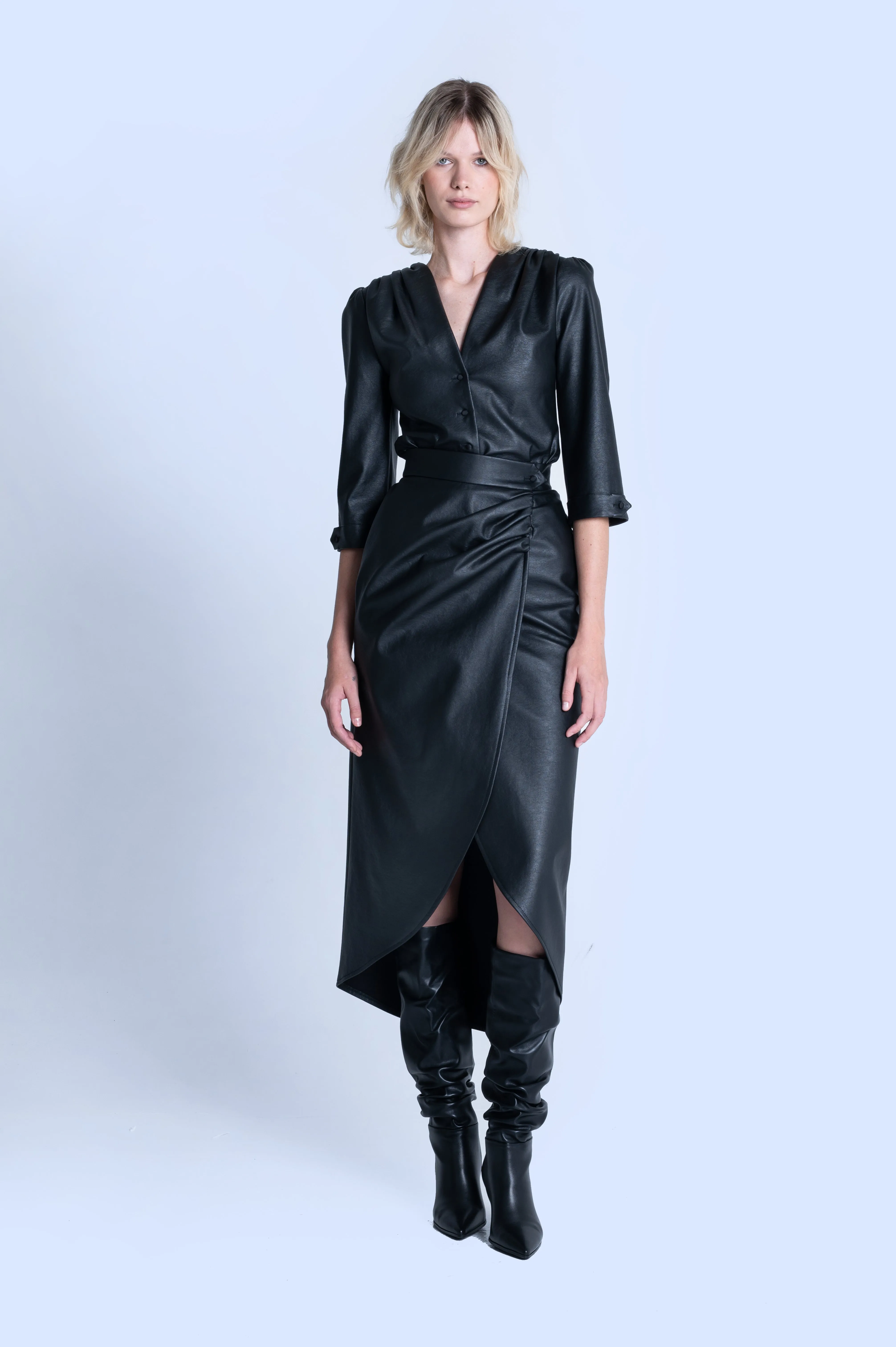 HIGH-WAIST DRAPED SKIRT