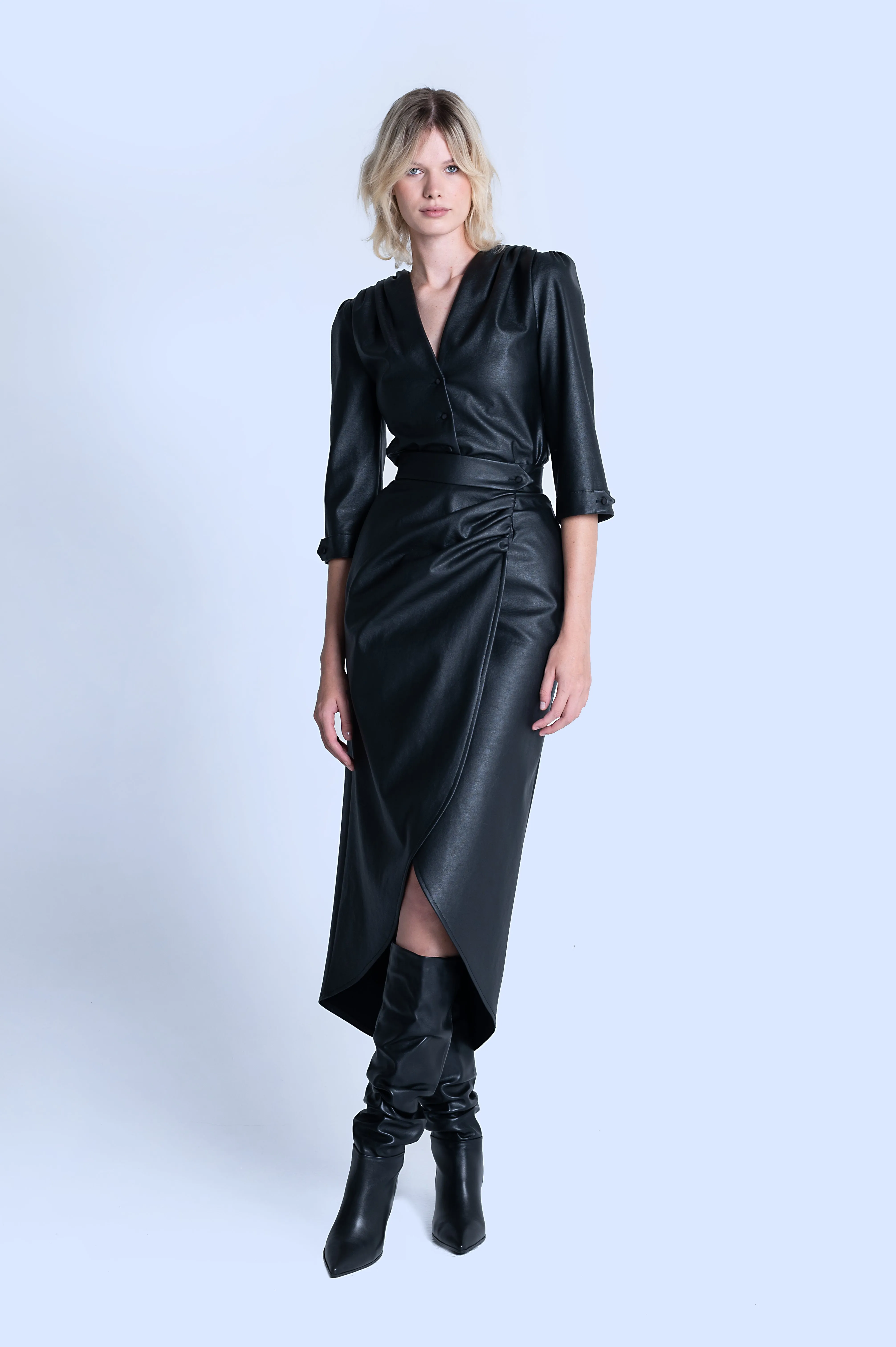 HIGH-WAIST DRAPED SKIRT