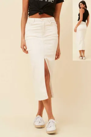 Isla Denim Midi Skirt Ivory