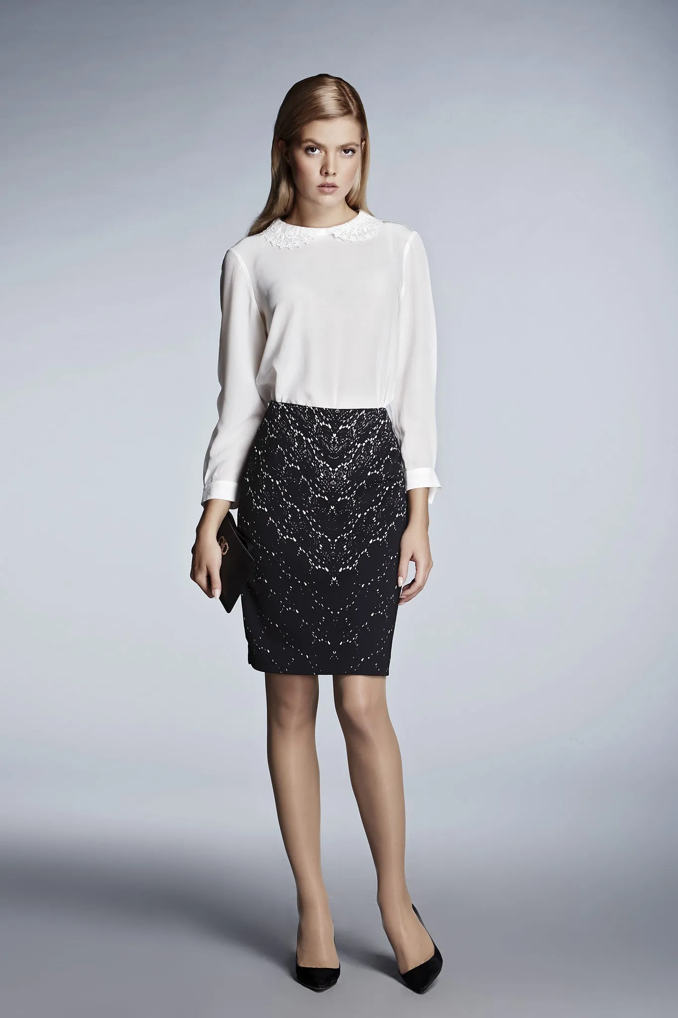 LACE PRINT JERSEY SKIRT