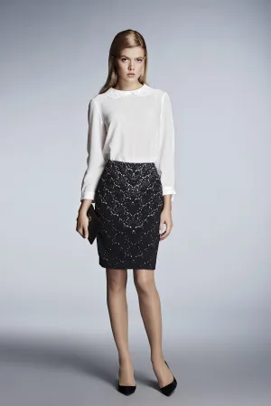 LACE PRINT JERSEY SKIRT
