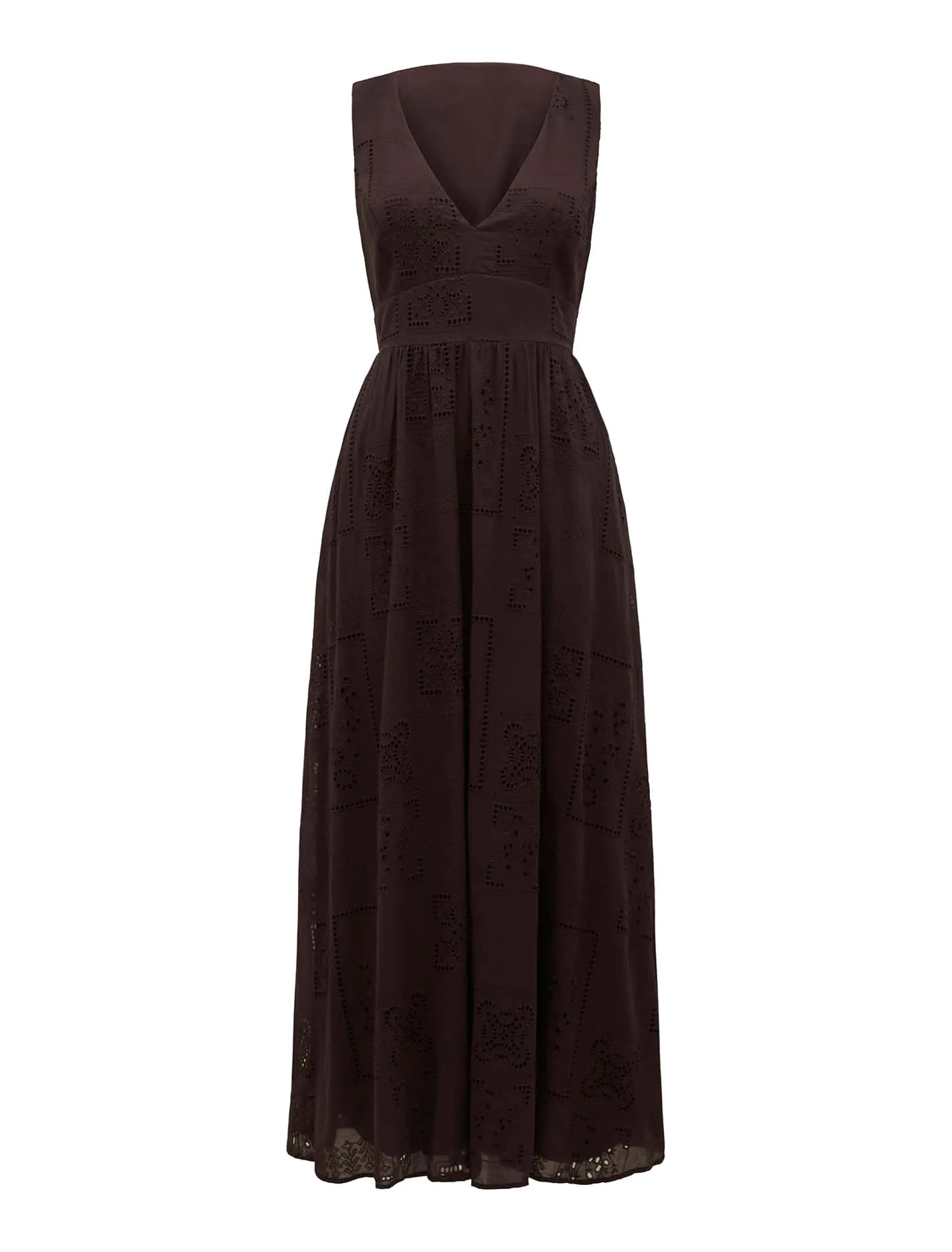 Leni Lace-Embellished Midi Dress with Elegant Broderie Detail