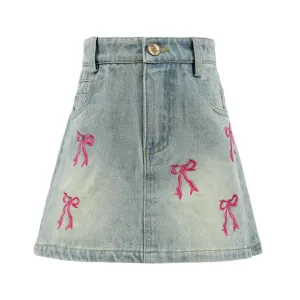 Lola   The Boys Cutie Bows Denim Skirt