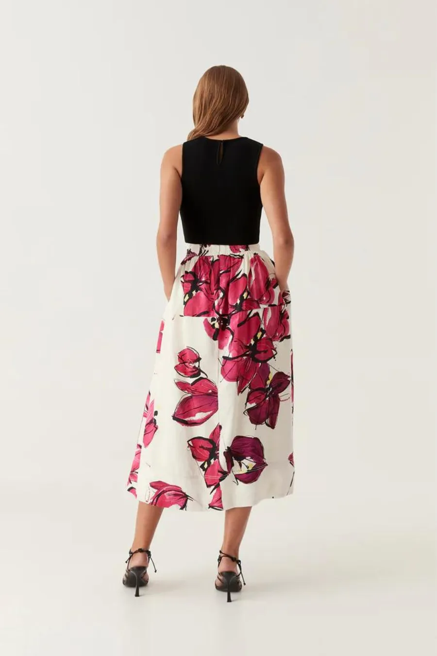 Lottie Gathered Midi Skirt Falling Florals
