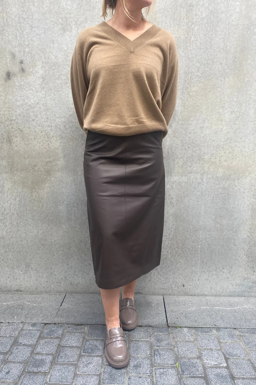 Maz Leather Skirt Chocolate