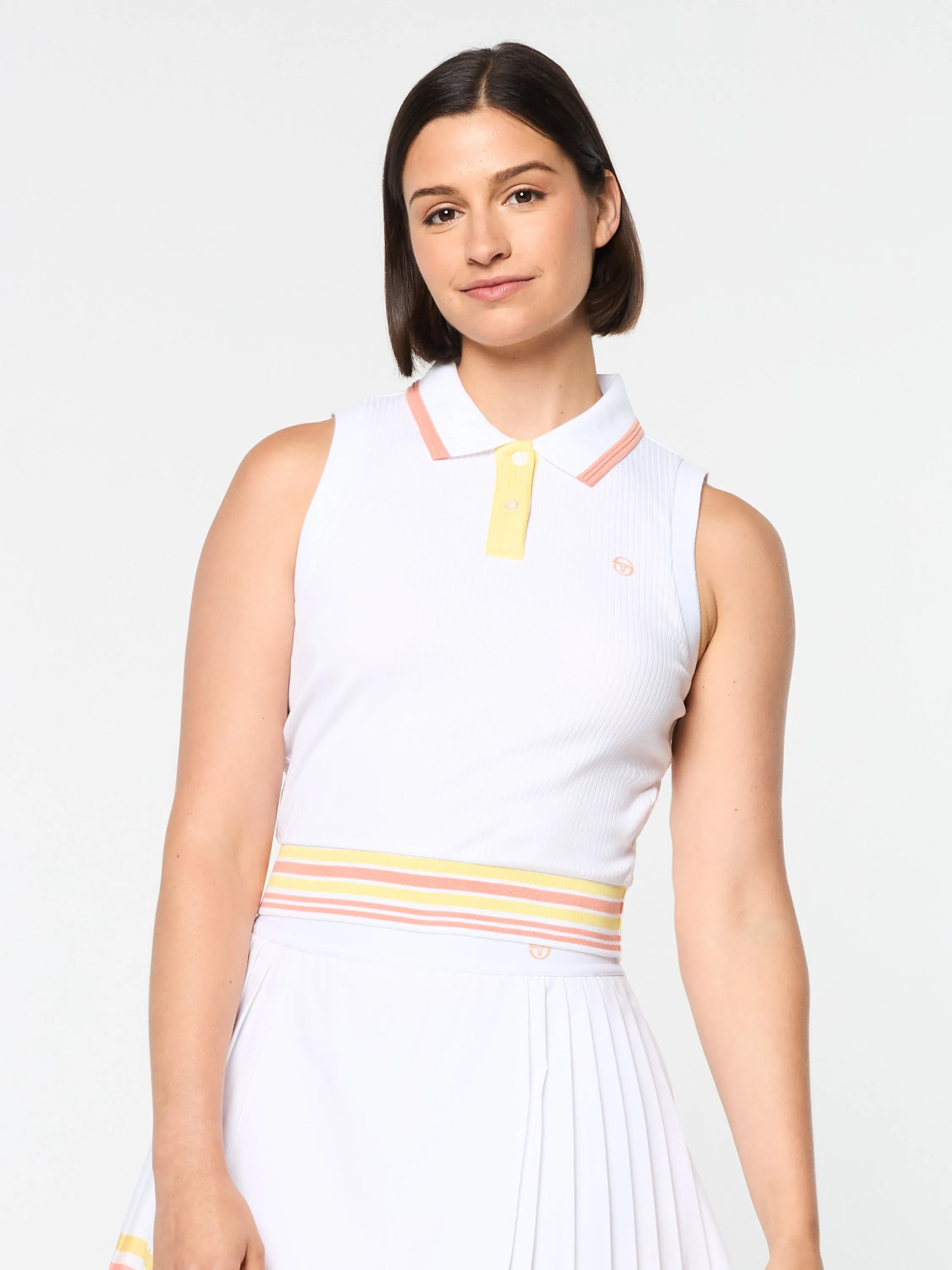 Noale Cropped Tennis Polo- Brilliant White