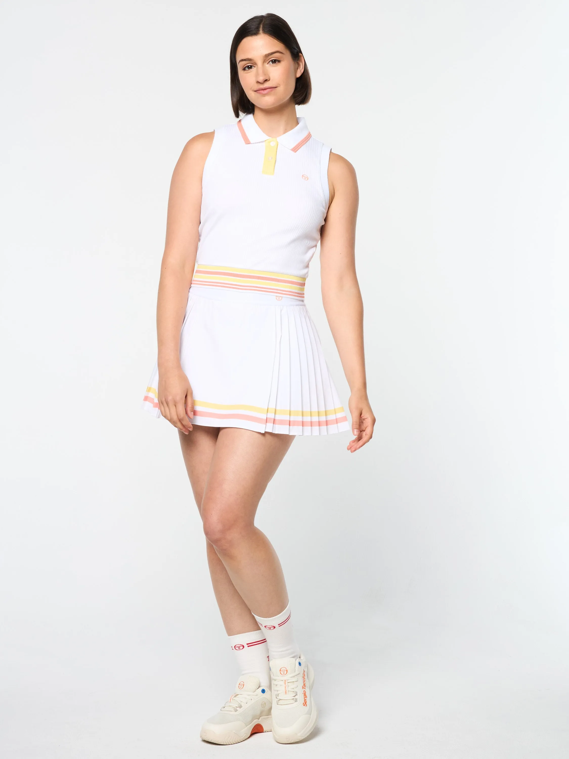 Noale Cropped Tennis Polo- Brilliant White