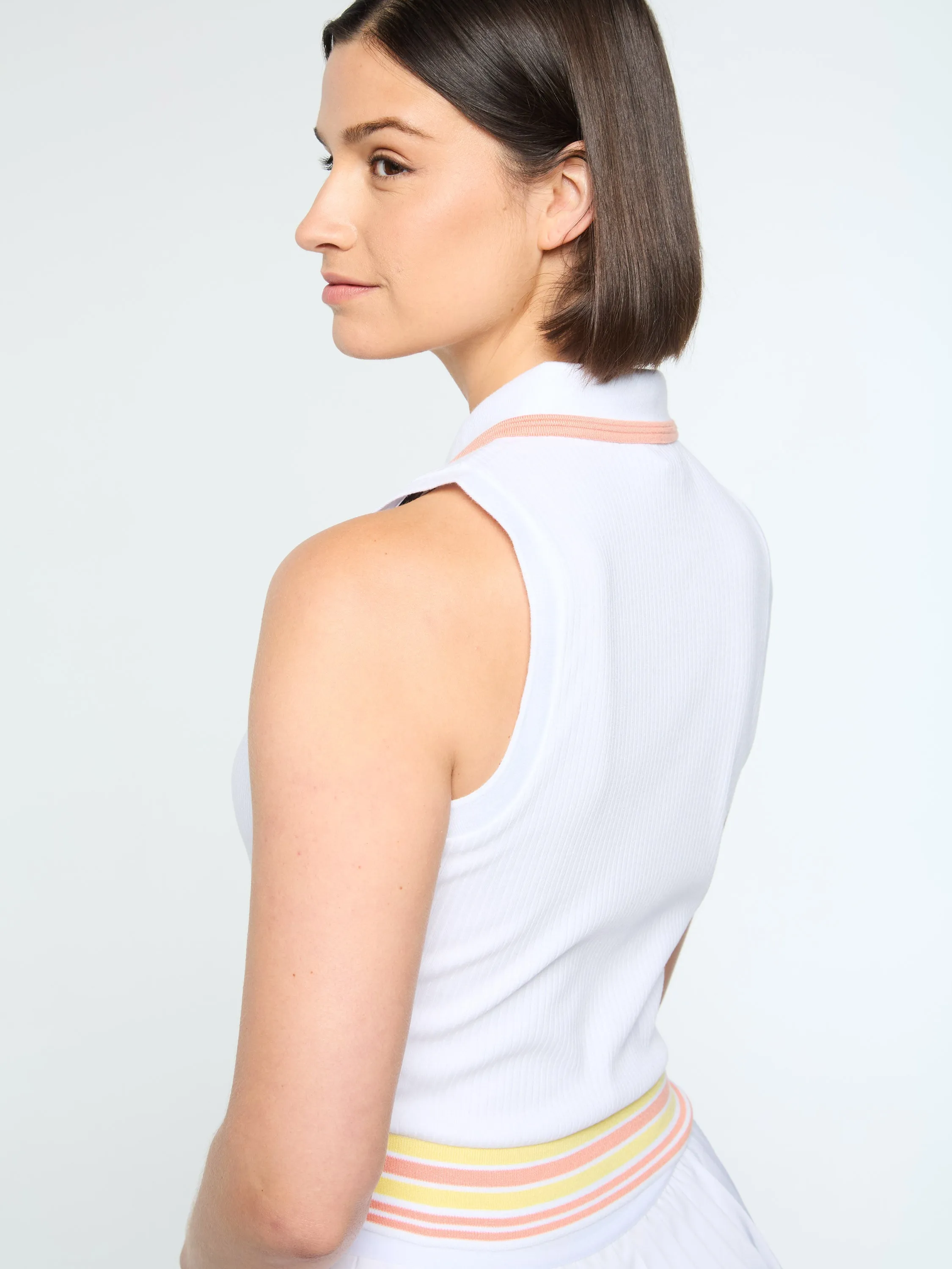 Noale Cropped Tennis Polo- Brilliant White