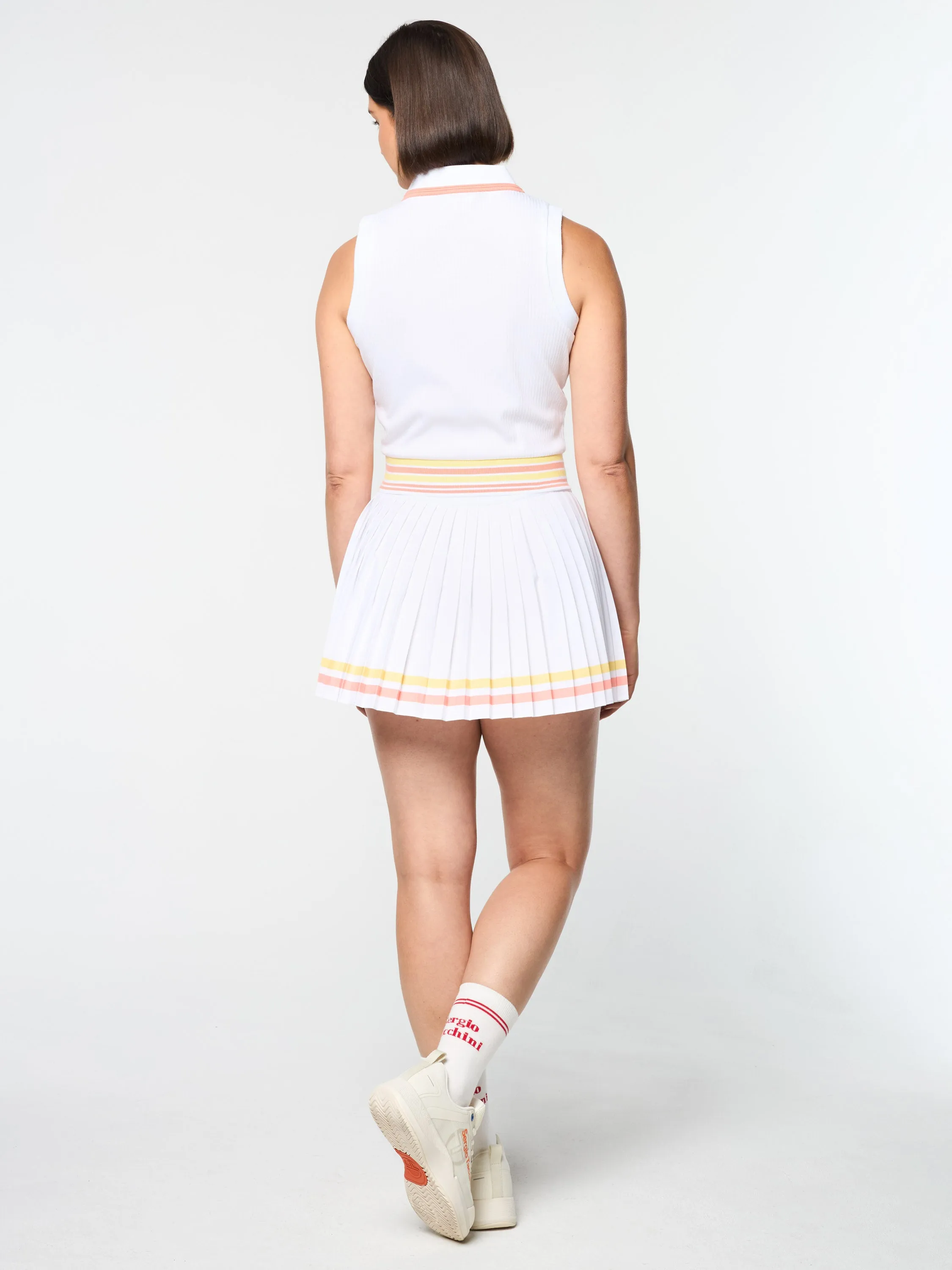 Noale Cropped Tennis Polo- Brilliant White