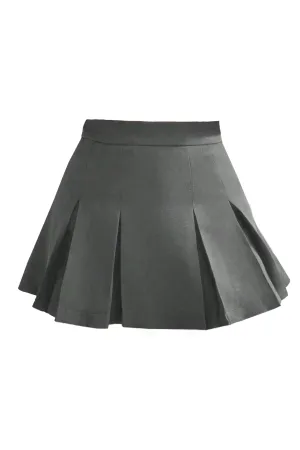 Pierce Pleated Mini Skirt (Dark Grey)