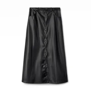 Scallop Leather Skirt IN: Black