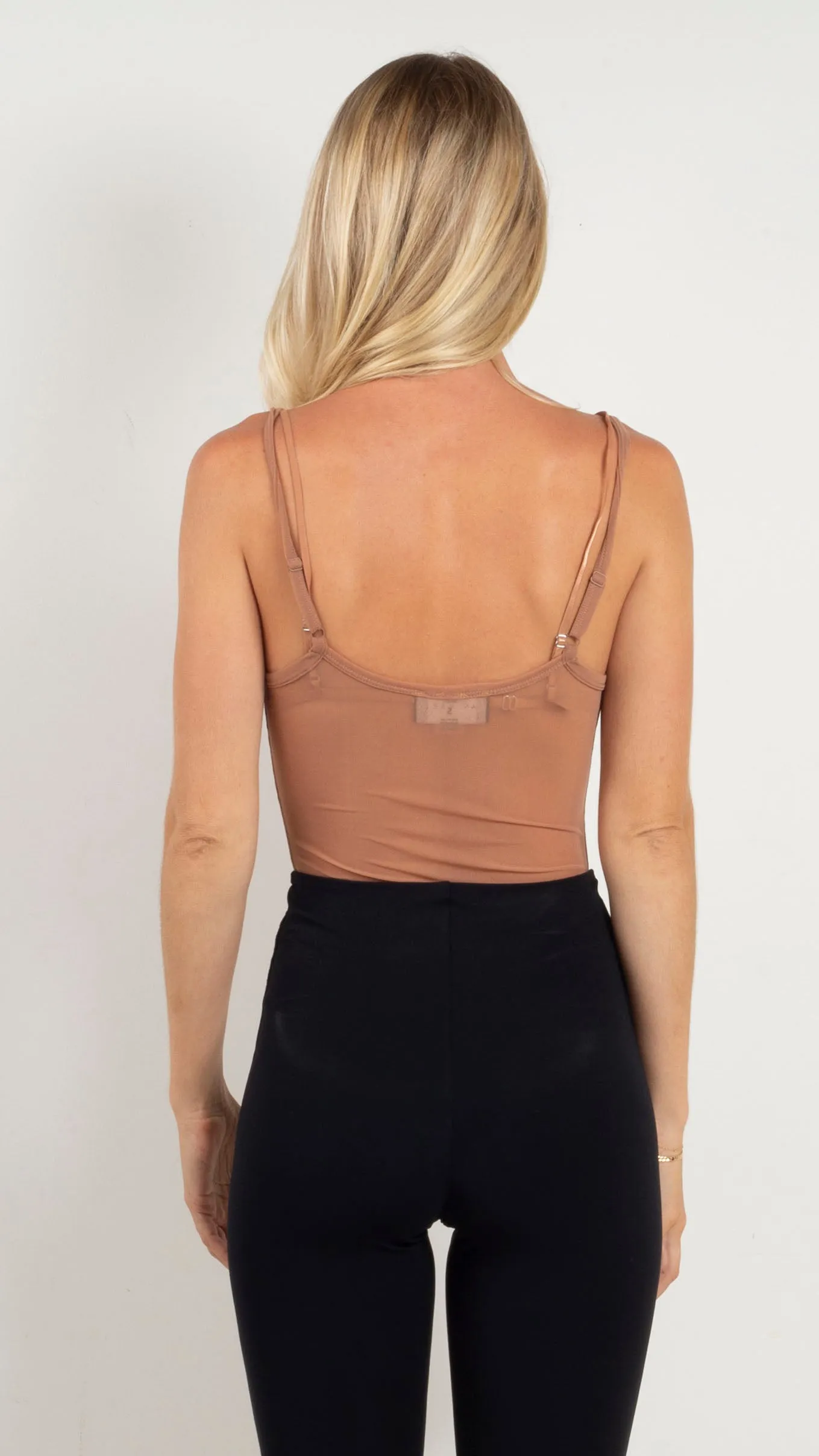Nude Sheer Mesh Cami Bodysuit with Modifiers
