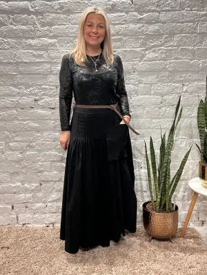 The Chelsea Long Pocket Black Maxi Goth Skirt