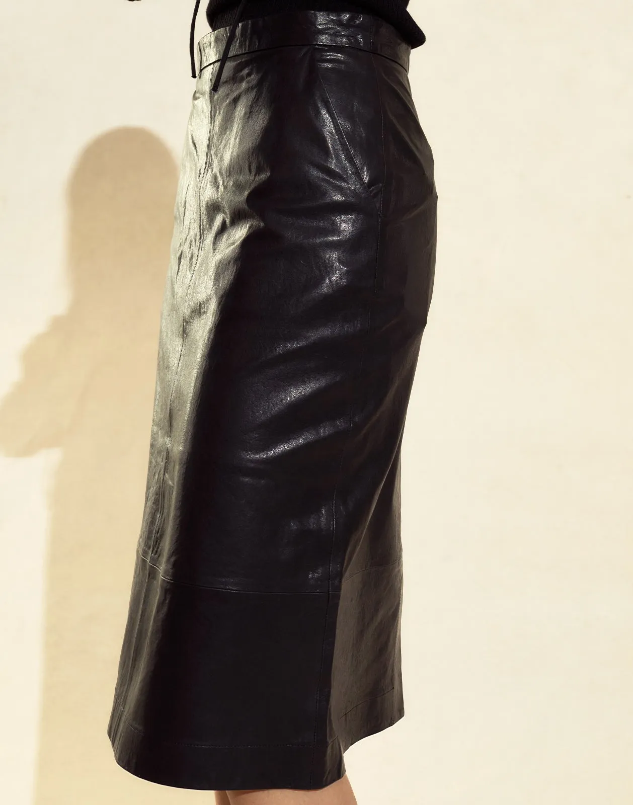 The London Leather Midi Skirt