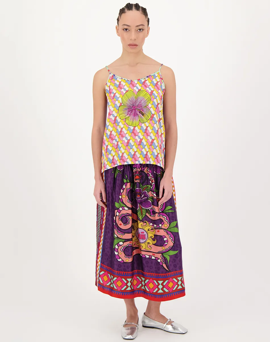 VANESSA PRINTED MIDI SKIRT IN DRAGON